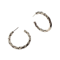 Stainless Steel Ribbon Twist 1.25” Hoops