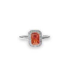 Adriene Emerald Cut Halo Birthstone Ring