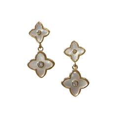 Gold Filled Flora Mother of Pearl Drop Stud Earrings