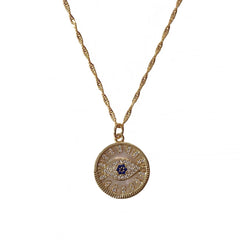 18K Gold Filled Sparkle Gemstone Evil Eye Necklace