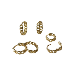 Gold Filled Cuban Chain Huggie Hoops Set