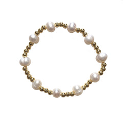 Gold Pearls Stretch Bracelet