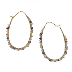 Krista Multi Color Freshwater Pearl Crystal Hoops