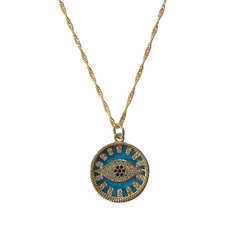 18K Gold Filled Sparkle Gemstone Evil Eye Necklace