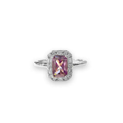 Adriene Emerald Cut Halo Birthstone Ring