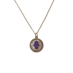 Hamsa Mosaic Gemstone Sparkle Necklace