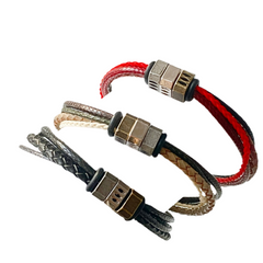 Braided Leather Chain Bolt Magnetic Bracelet