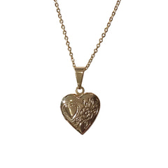 Gold Filled Heart Flower Locket Necklace