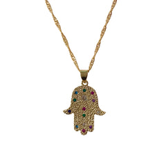 18K Gold Filled Sparkle Hamsa Necklace