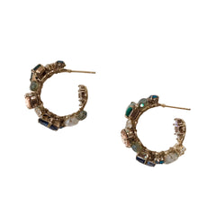 Multi Gemstone Antique Hoops