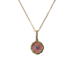 Pink Flora Gemstone Detailed Pendant Necklace