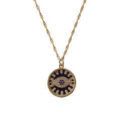 18K Gold Filled Sparkle Gemstone Evil Eye Necklace