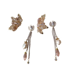 Pearlea Cluster Angel Wing Earrings