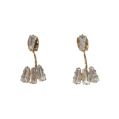 Brass Baguette Jacket Earrings