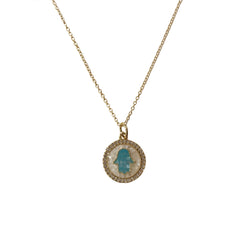 Hamsa Mosaic Gemstone Sparkle Necklace