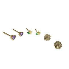 Flower 3-Pair Earrings Set