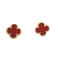 Flora Red Bezel Studs