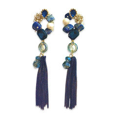 Pearlea Cluster Tassel Statement Earrings