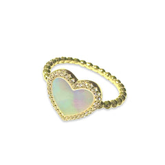 Beaded Heart Gemstone Ring