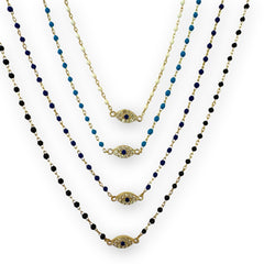 Evil Eye Color Beaded Chain Choker