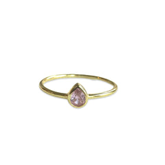 Amy Bezel Teardrop Birthstone Ring