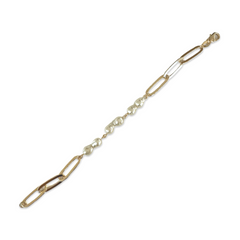 Gold Filled Pearl Chain Link Bracelet