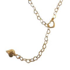 18K Gold Filled Heart Lariat Necklace