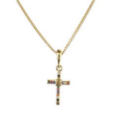 Gold Filled Rainbow Cross Necklace