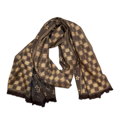 Geometric Checkered Pattern Fringe Scarf