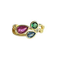 Amy Adjustable 3 Stone Bezel Cocktail Ring