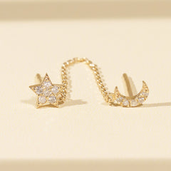 Luna Moon Star Chain Earrings