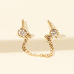 Minnie Double Bezel Chain Earrings