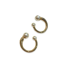 Double Pearl Hoop Jacket Earrings