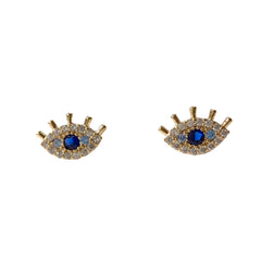 Blue Evil Eye Lash Sparkle Studs