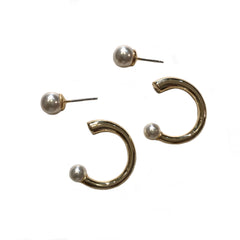 Double Pearl Hoop Jacket Earrings