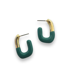 Curved Color Blocking Half Hoop Earrings