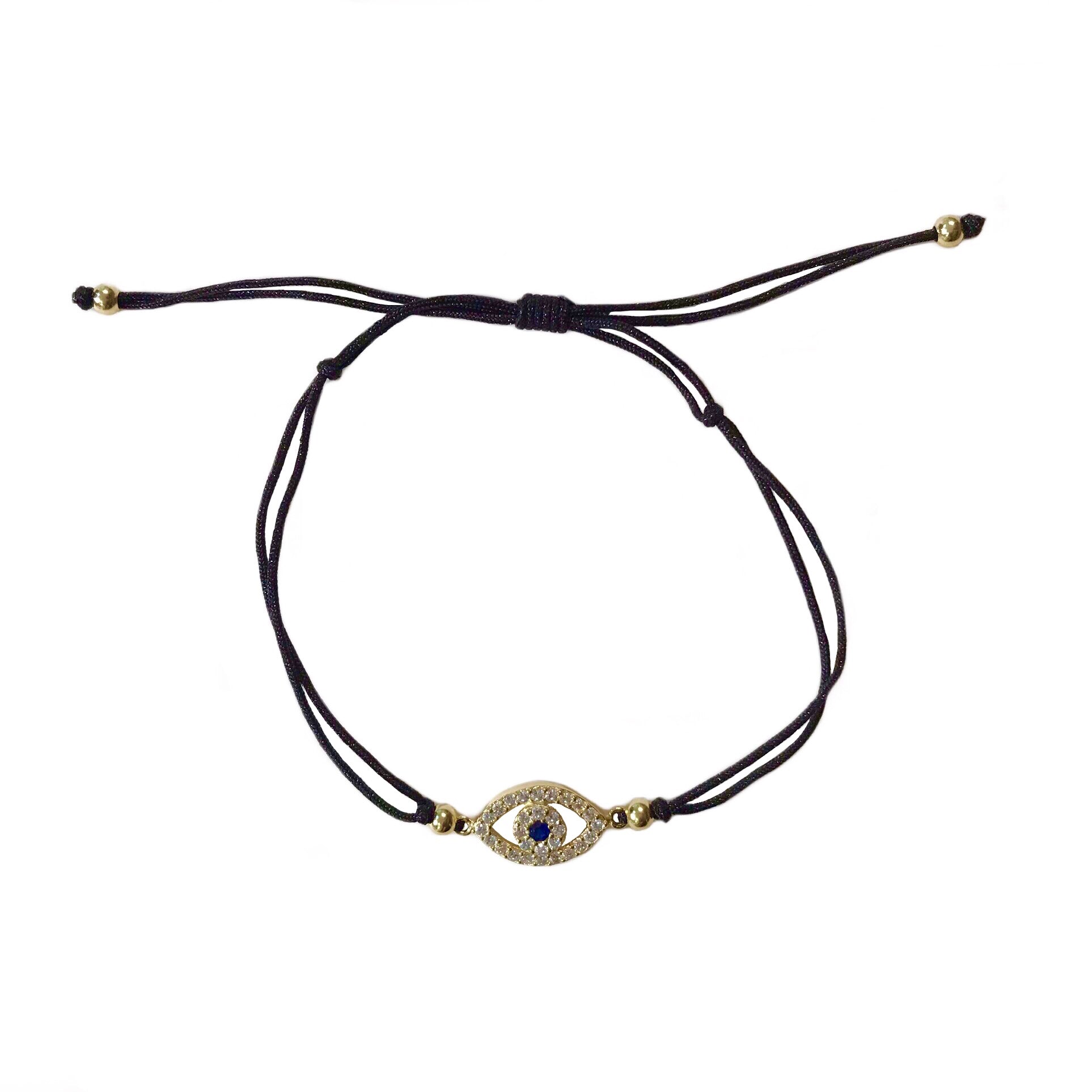 Macy's Black & White Diamond Accent Evil Eye Cord Bracelet in Sterling  Silver - Macy's