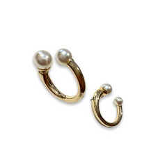 Double Pearl Hoop Jacket Earrings