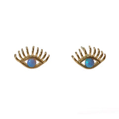 Evil Eye Opal Curled Lash Earrings