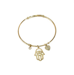 Sterling Silver Hamsa Heart Charm Bracelet