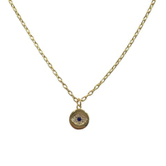 Evil Eye Round Disc Necklace