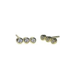 Amy Three Bezel Cluster Bar Studs