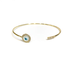 Evil Eye Sparkle Bar Open Cuff