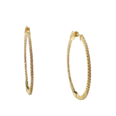 French Clasp Pave Medium 1.5” Hoops