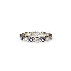 Evil Eye Sparkle Blue Eternity Ring