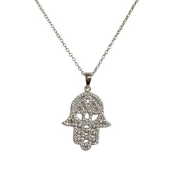 Hamsa Pave Silhouette Necklace