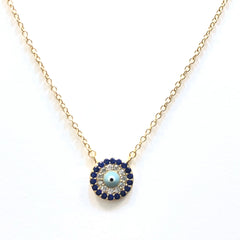 Evil Eye Round Disc Necklace