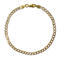 Two Tone Cuban Chain Thin 3mm & 7” Bracelet