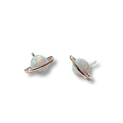 Opaline White Opal Saturn Earrings