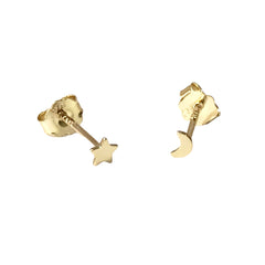 Tiny Moon Star Studs